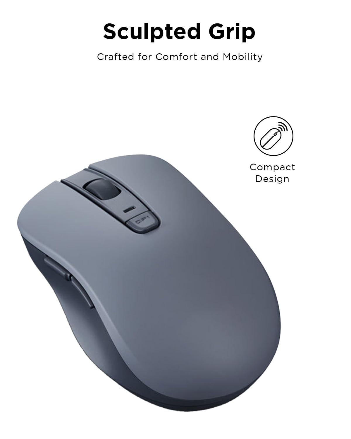 Lenovo Bluetooth Silent Mouse (WL300) - 5 Button Computer Mouse with Silent Left & Right Click – Sculpted Grip, Microsoft Swift Pair, Up to 1600 DPI (Grey)