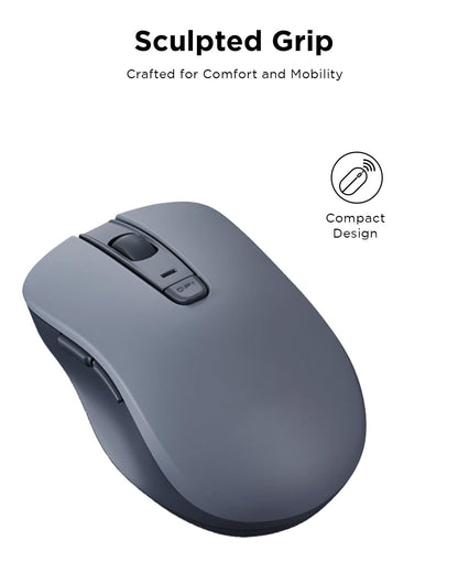 Lenovo Bluetooth Silent Mouse (WL300) - 5 Button Computer Mouse with Silent Left & Right Click – Sculpted Grip, Microsoft Swift Pair, Up to 1600 DPI (Grey)