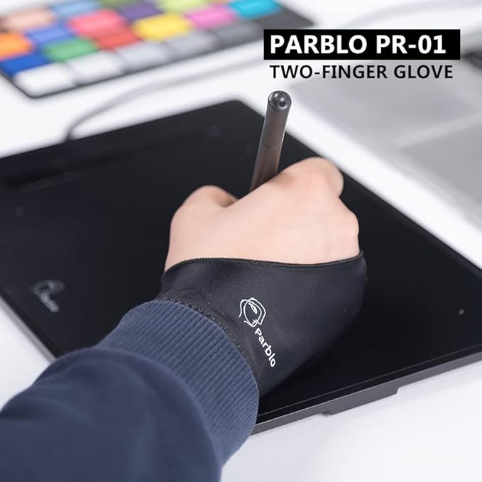 Parblo PR-01 Drawing Glove 2Pack,Digital Drawing Artist Glove Two Finger ArtGlove for Right Hand and Left Hand