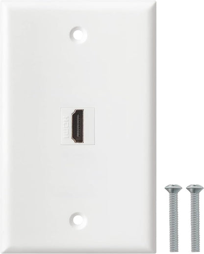 HDMI Wall Plate, 1 Port 4K HDMI Keystone Female to Female Wall Plate-White