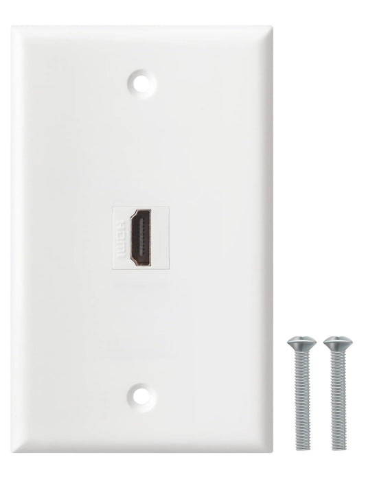 HDMI Coax Ethernet Wall Plate, 1 Port 4K HDMI Keystone, 1 Port Coax Keystone, 1 Port CAT6 Keystone Wall Plate