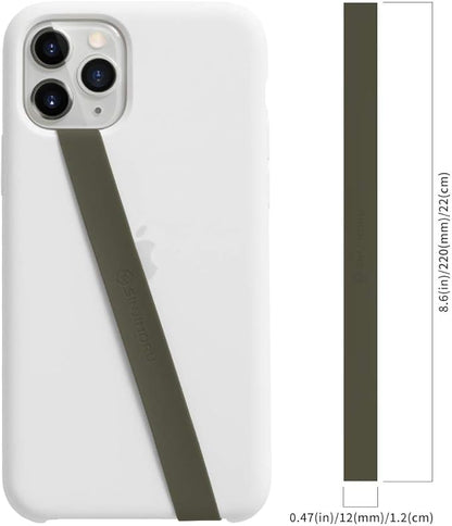 Sinjimoru Stretchable Silicone Phone Strap, Flexible and Elastic Grip Holder for iPhone & Android, Secure Phone Loops Finger Grip with Wireless Charging Support Sinji Loop Olive Grey