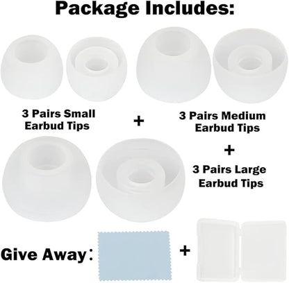 Earbud Tips - 9 Pairs Replacement Ear Tips Compatible With Powerbeats 2/3, LG, Samsung Earbuds - White