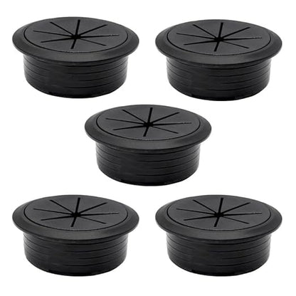 5 Pcs Desk Grommet 2-3/8" / 60 mm, Desk Hole Cover for Cables Black, Cable Grommet ABS Plastic, Desk Hole Grommet for Home & Office Pc, Detachable Cable Cord Organizer