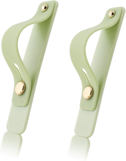 Removable and Reusable Cell Phone Grip Strap, Yetaida Telescopic Finger Kickstand Bracket Universal Silicone Phone Holder Stand and Portable Finger Loop for Most Smartphones Case (Matcha Green)