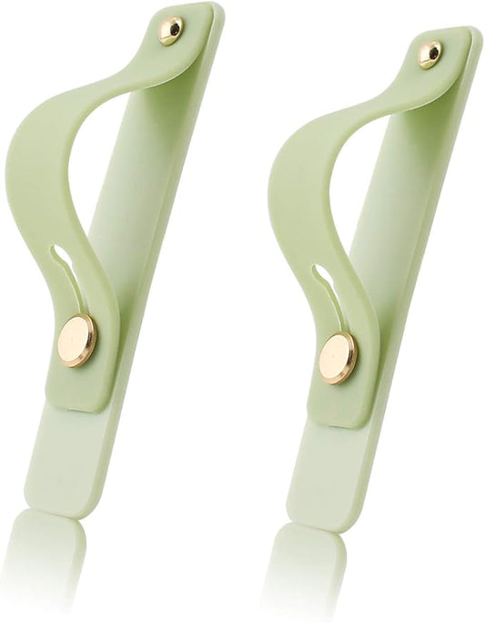 Removable and Reusable Cell Phone Grip Strap, Yetaida Telescopic Finger Kickstand Bracket Universal Silicone Phone Holder Stand and Portable Finger Loop for Most Smartphones Case (Matcha Green)