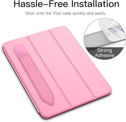 MoKo Pencil Holder Sticker Fit Apple Pencil Pro, Apple Pencil (USB-C), Apple Pencil 1st/2nd Generation, Elastic Pencil Pocket Pouch Adhesive Sleeve Attached to iPad Case for Stylus Pens, Flowers Pink