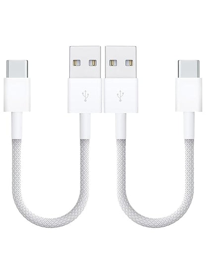 [1ft 2-Pack] Woven USB-C Cable for Apple iPhone 16 Pro Max Charger MFi Certified Short CarPlay USB to USB C Cord Fast Charging for 16Plus/15 Pro Max/15Pro/16 Pro/16/15/Airpods Pro 2/iPad Air (White)