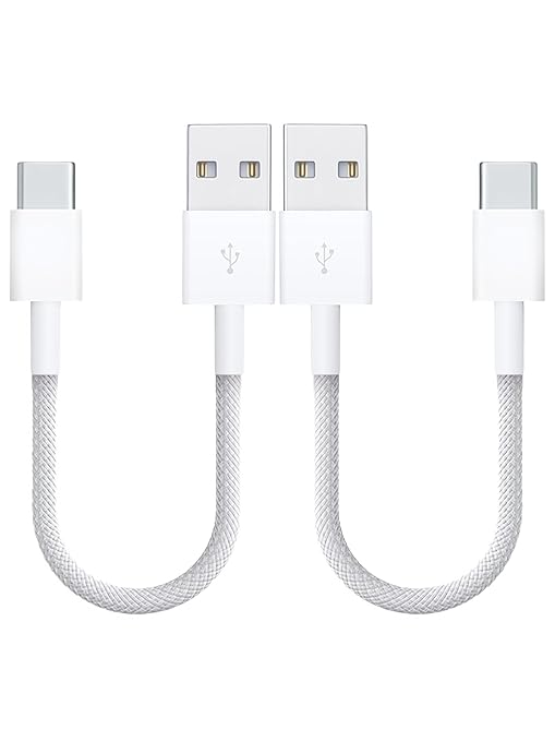 [1ft 2-Pack] Woven USB-C Cable for Apple iPhone 17 Pro Max Charger, MFi Certified Short CarPlay USB to USB C Cord Fast Charging for iPhone17/16 Plus/15 ProMax/15Pro/16e/Airpods Pro 3/iPad Air (White)