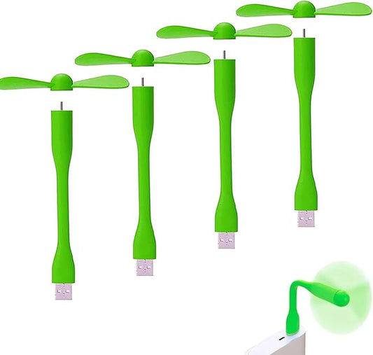 Soseelnee Mini USB Fan, Portable Pocket Fan USB-A Powered Little Cooler, Quiet Operation, for Home Office Car Outdoor Travel- 4 Pack (Green)