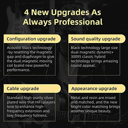 KZ ZSN Pro X IEM Earphone in Ear Monitors, 1BA+1DD Dual Driver Noise Cancelling Wired Gaming Earbuds, Deep Bass Stereo Sound Headphones with 3.5 Plug 2PIN Detachable Tangle-Free Cable (Gold, with Mic)