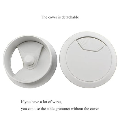 HAHIYO 2Pcs 2Inch/50mm White ABS Plastic Sector-shaped Desk Grommet Wire Grommet Cable Management Cord Hole Cover Desk Wire Hole Insert Wire Organizer for Computer Office Home School Equipment Systems