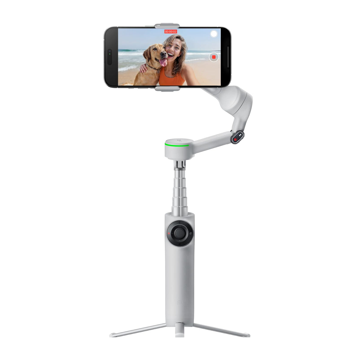 Insta360 Flow 2 Pro Creator Bundle White - Foldable AI Phone Gimbal, Apple DockKit, 360º Pan Tracking, Free Tilt Mode, Built-In Tripod/Selfie Stick, Portable Vlog/Travel Stabilizer, Spotlight, MagSafe