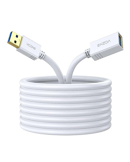 VCZHS Tech USB Extension Cable White 3.3ft, USB 3.0 Extender for High-Speed Data Transfer & Fast Charging, Durable & Flexible for Mouse, Keyboard, Printer, Flash Drive, Webcam, and More