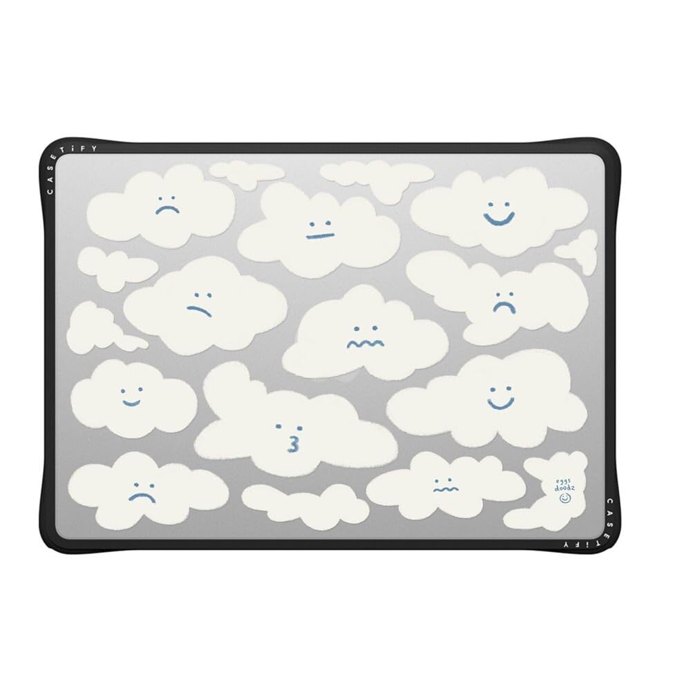 CASETiFY Impact MacBook Air 13.6" (M2-M5) Case [Cushioned Impact Corners/Scratch-Resistant/Anti-Slip Grip] - Cute Clouds - Clear Black