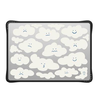 CASETiFY Impact MacBook Air 13.6" (M2-M5) Case [Cushioned Impact Corners/Scratch-Resistant/Anti-Slip Grip] - Cute Clouds - Clear Black