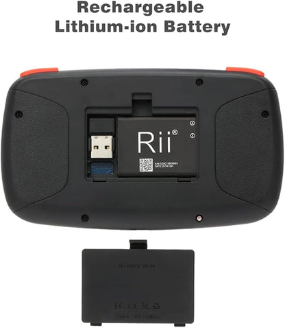 Rii (Upgrade) i4 Mini Bluetooth Keyboard with Touchpad, Blacklit Portable Wireless Keyboard with 2.4G USB Dongle for Smartphones, PC, Tablet, Laptop TV Box iOS Android Windows Mac.Black