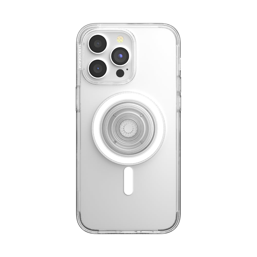PopSockets iPhone 15 Pro Max Phone Case with MagSafe, Wireless Charging Compatible, Black - Translucent Black