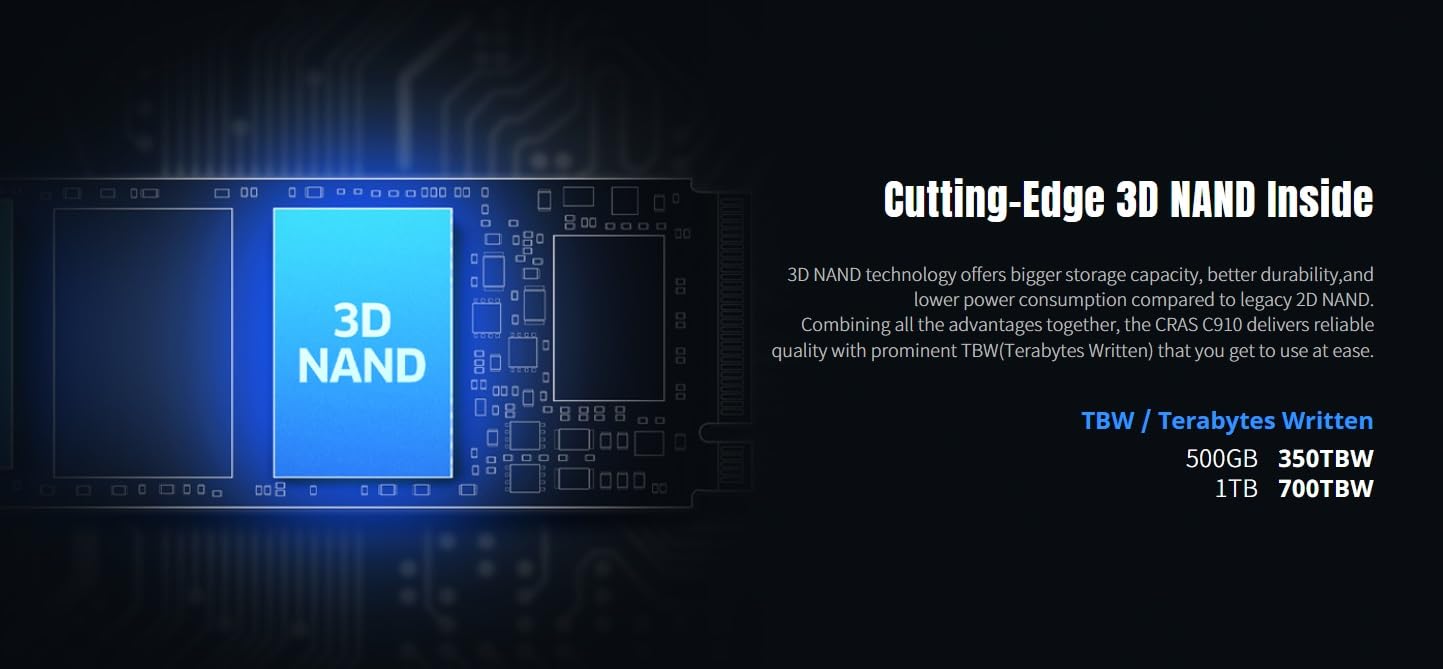 KLEVV CRAS C910 4TB M.2 2280 NVMe PCIe Gen4x4 Laptop & Desktop Internal SSD Heatsink Included, up to 5200MB/s (K04TBM2SP0-C91)