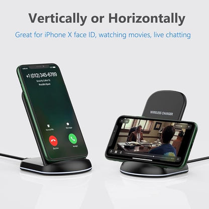 Yootech Wireless Charger,10W Max Wireless Charging Stand, Compatible with iPhone 17/17 Pro/17 Pro Max/Air/16e/16/16 Plus/16 Pro Max/15/14/13/SE 2022/12/11/X/8, Galaxy S25/S24/S23/S22(No AC Adapter)