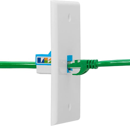 Cmple - RJ45 Keystone Jack 90 Degree Cat6 Keystone Jack Insert Punch Down RJ45 Connectors Female for Wall Plates, Patch Panels, Patch Cables, Ethernet Cables - Blue