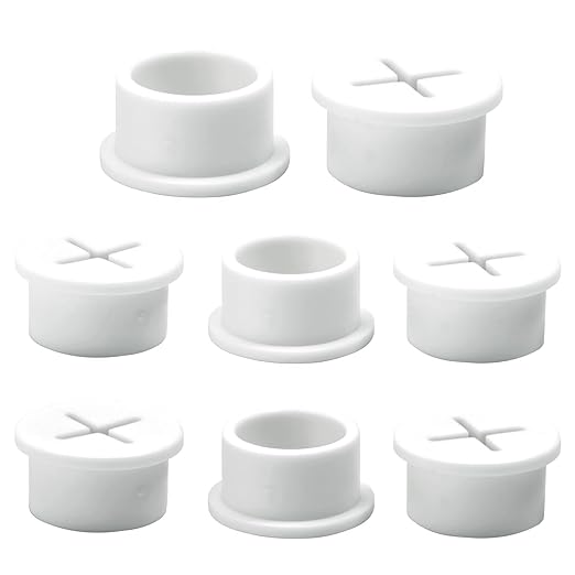 BOPOREAE Desk Grommet, 3/4 in 20 mm White 8 Pcs Silicone Rubber Grommets
