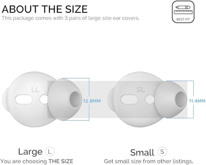 AhaStyle 3 Pairs Ear Tips Silicone Earbuds Cover [Not Fit in The Charging Case] Compatible with AirPods(3 Pairs Large, White)