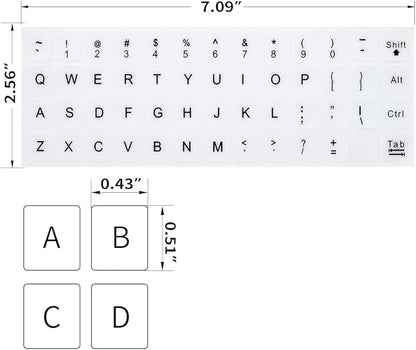 (2PCS Pack) English Keyboard Stickers, Universal Keyboard Replacement Letters English White Background with Black Lettering for Laptops Computer, Matte Keyboard Alphabet Stickers -White