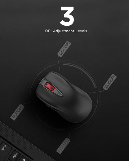 Lenovo USB-C Silent Mouse (WL500) - Silent Buttons, Ambidextrous Grip, Adjustable DPI, Plug-and-Play 2.4G Receiver Computer Mouse, Black