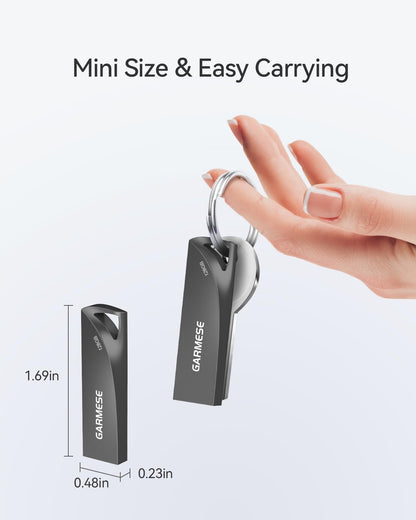 GARMESE Metal USB Flash Drive with Keychain Portable Memory Stick 128GB 1 Pack