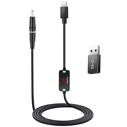 FARSENSE USB C to DC Adapter,Barrel PD Trigger Cable(3.3ft) with USB A to USB C Tips/3.5x1.35mm Tips,USB to DC Power Cable can Switching and LED Display Voltage
