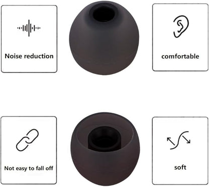 Earbud Tips Replacement Earbud Tips Ear Bud Replacement Pieces Silicone Soft and Comfortable Fit for Inner Hole from 3.8mm - 5.1mm Earphones 9 Pairs S/M/L Gray-Black