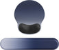 Ergonomic Mouse Pad Wrist Support Set, Memory Foam Keyboard Wrist Rest Set, Keyboard Pad, Non-Slip Base Mousepad（Gradient Blue Black Set）