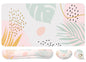 Keyboard Mouse Pad Set, Extended Mouse Pad+Keyboard Wrist Rest Support, Memory Foam Ergonomic Easy Typing, 3Pcs (35.4×15.7 in) Desk Pad Set for Home Office Study Game - Malachite Marble