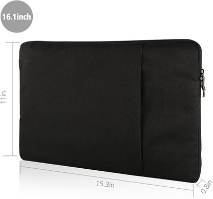 Laptop Case Sleeve 16 inch, Computer Carrying Cover 15.6 inch with Front Pocket, Durable Shockproof Protective Traveling Briefcase Handbags Laptop Sleeve Bag for Notebook, Tablet (Black)