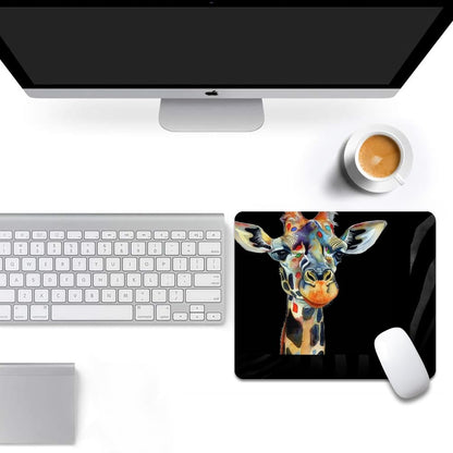 Square Mouse Pad Colorful Artistic Giraffe-1,Gaming Mouse Pads for Desk,Soft Computer Waterproof Non-Slip Mouse Mat