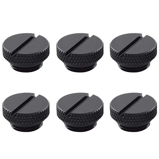Dracaena.io 6-Pack G1/4 Stop Plug Fitting, Black, Coin Slot, Brass/Copper