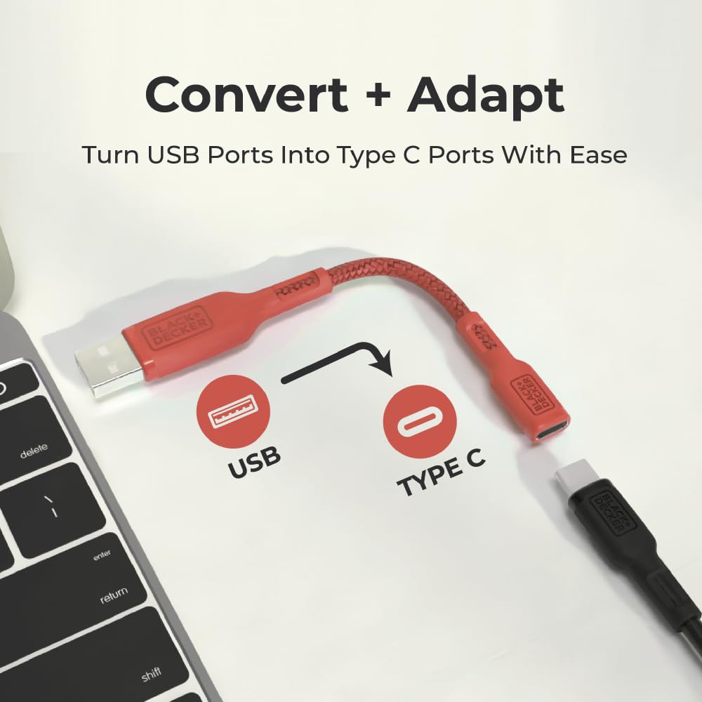 BLACK+DECKER USB C to USB Adapter [2 Pack] Type C Female to USBA Male OTG Cable USBA to USBC Adapter Apple Compatible with MacBook Pro/Air iPhone 17/16/15 Series Samsung Galaxy S24/S23/S22, Coral