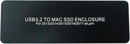 External SSD Enclosure USB-C 3.2 for 12+16 Pin MacBook Air/Pro mid 2013-2017, CNC Hard Drive Case for A1466 A1465 A1502 A1398, Portable SSD Reader Box