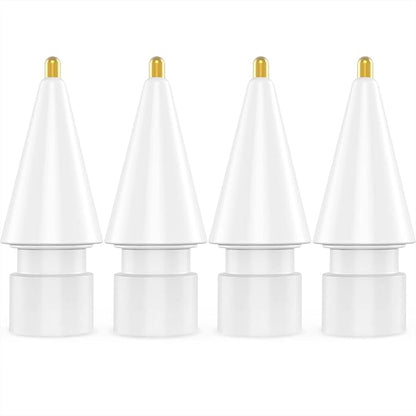 NIUTRENDZ 4 Pack Replacement Tips for Apple Pencil 2nd Generation and 1st Generation Fine Point Metal Tip, Wear-Resistant & Precise Control (1.95mm, White)