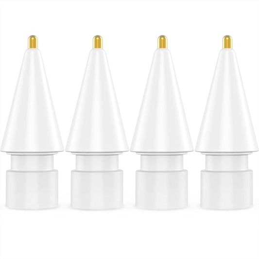 NIUTRENDZ 4 Pack Replacement Tips for Apple Pencil 2nd Generation and 1st Generation Fine Point Metal Tip, Wear-Resistant & Precise Control (1.95mm, White)