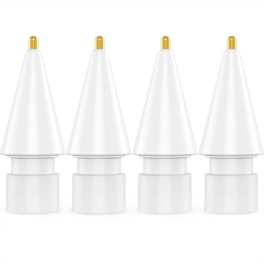 NIUTRENDZ 4 Pack Replacement Tips for Apple Pencil 2nd Generation and 1st Generation Fine Point Metal Tip, Wear-Resistant & Precise Control (1.95mm, White)