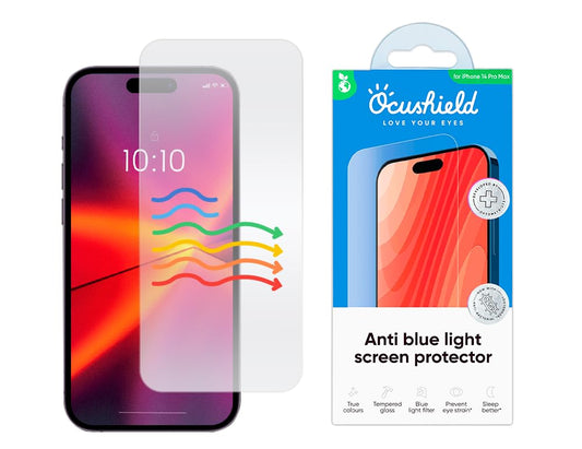 Ocushield Anti Blue Light Tempered Glass Screen Protector of iPhone 16 Plus (6.7")– Blocks Blue Light, Prevents Eye Strain & Helps You Sleep Better, 9H Hardness & Case Friendly
