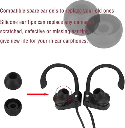 Silicone Medium Replacement Ear Tips - Eartips for In-Ear Headphones - Rubber Tips Earbud Covers - 10 Pairs (Black)