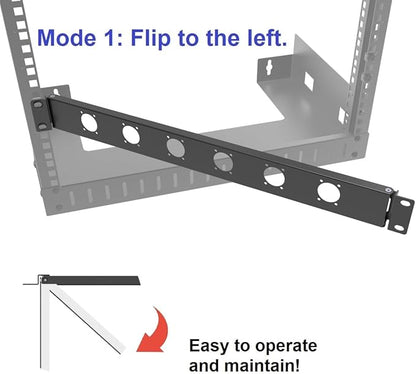 1U Hinged Rack Panel 6D XLR HDMI Audio Rack Mount Panel for 19 inches Rack Mount (6D)