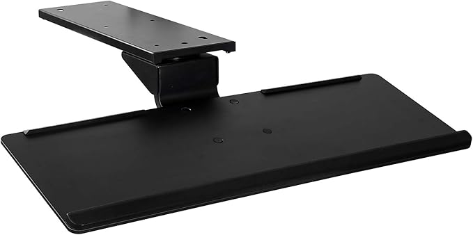 Mount-It! Under Desk Keyboard Tray and Mouse Platform, Ergonomic Computer Keyboard Drawer with Gel Wrist Pad, 17 inch Space Saving Track, Black (MI-7138)