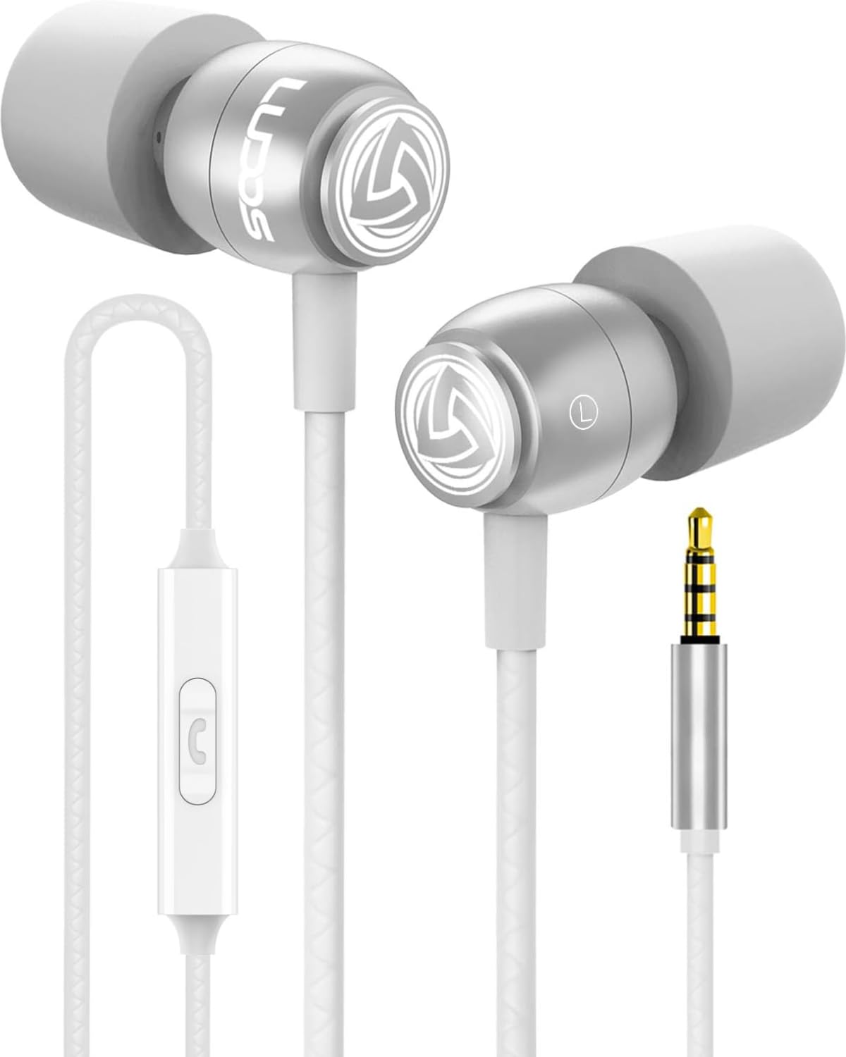 LUDOS Clamor Wired Earbuds in-Ear Headphones, 5 Years Warranty, Earphones with Microphone, Noise Isolating Ear Buds, Memory Foam for iPhone, Samsung, School Students, Kids, Women, Small Ears - Purple