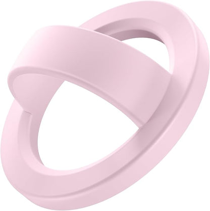 Magnetic Phone Grip, Removable Loop Grip with Soft Finger Strap, Silicone Phone Ring Holder for Back of Phone for iPhone 16/15/14/13/12 Pro Max/Plus, Chalk Pink