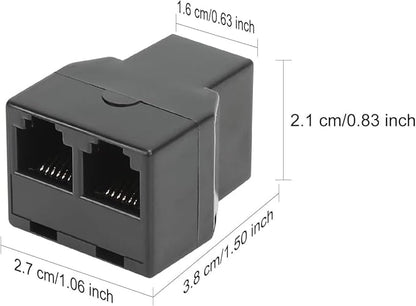 Uvital RJ12 6P6C 3 Female Telephone Line Splitters, Phone Jack Splitter, Telephone Landline Cable Connector and Separator(Black, 20 Pack)