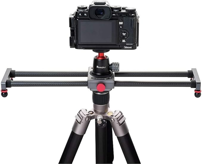 16 inches/40cm Mini Table Top Video Camera Slider Carbon Fiber Rail Rods for Smartphone iPhone Samsung DSLR Sony Canon Nikon Loading up to 11 lbs /5Kgs
